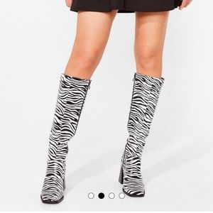 Sold Out - Nasty Gal Knee High Zebra Boots